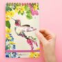 Hummingbird Pattern Spiral Reporter Notepad With Elastic Closure, thumbnail 1 of 3