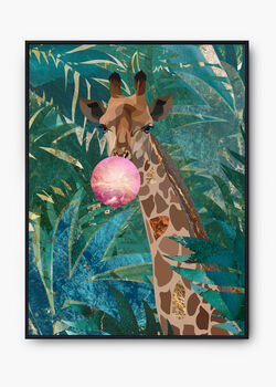 Giraffe Bubblegum Jungle Tropical Art Print, 2 of 4