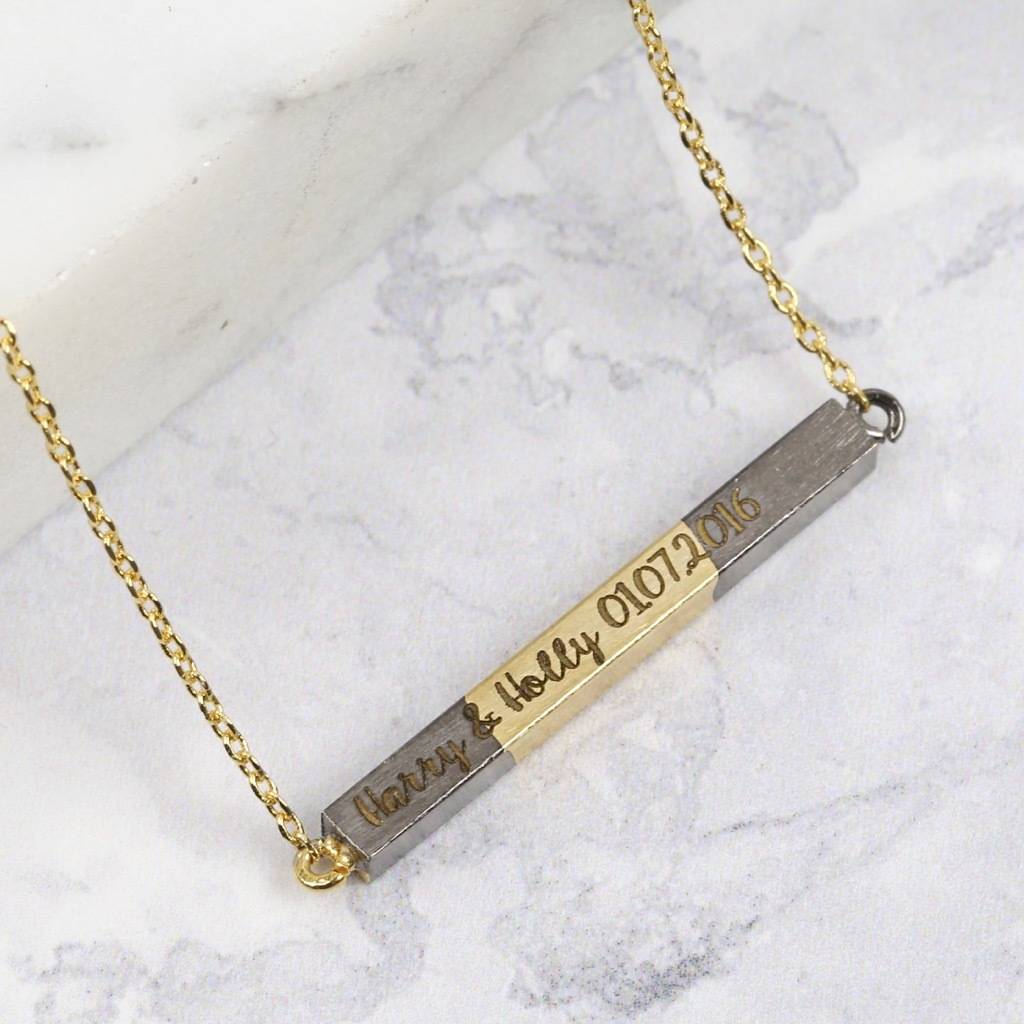 personalised horizontal bar necklace by lisa angel