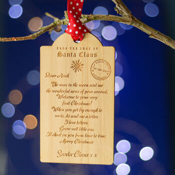 Baby's First Christmas Letter Wooden Tag Decoration, 5 of 6