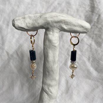 Tourmaline Pearl Star Earrings, 5 of 7