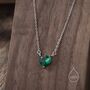 Emerald Green Cz Heart Pendant Necklace, thumbnail 1 of 12