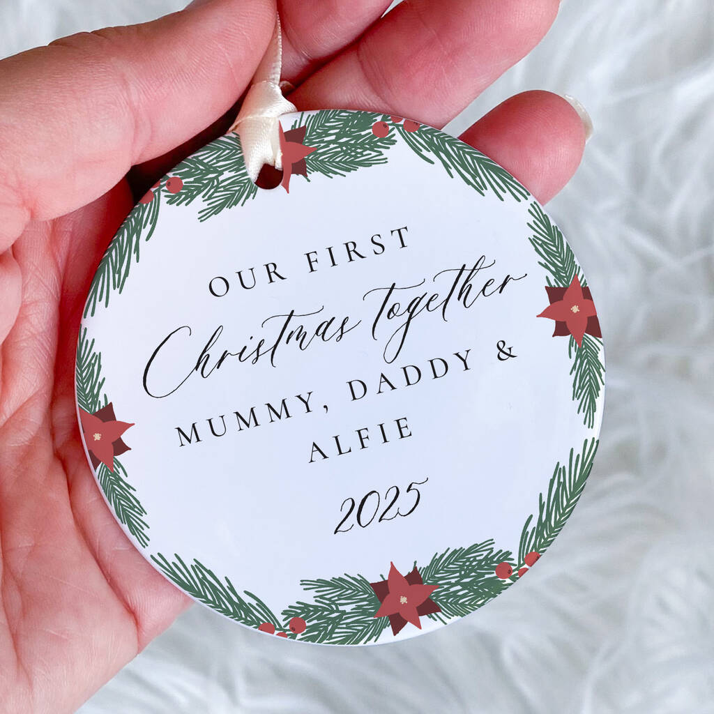 Personalised Our First Christmas Family Ceramic Ornament, 1 of 7