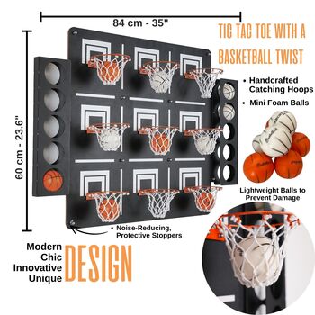 Basketball Hoop Wall Decor With Tic Tac Toe Game, 4 of 6