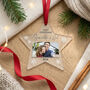 Personalised Couples 1st Christmas Acrylic Hanging Decoration Heart Bauble, thumbnail 2 of 5