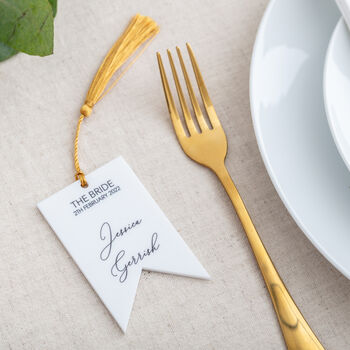 Personalised White Pennant Flag Name Place Setting, 3 of 4