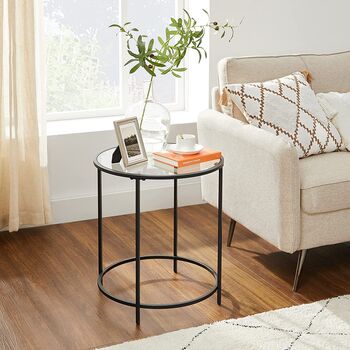 Black Round Side Table Small Coffee Table End Table, 5 of 8