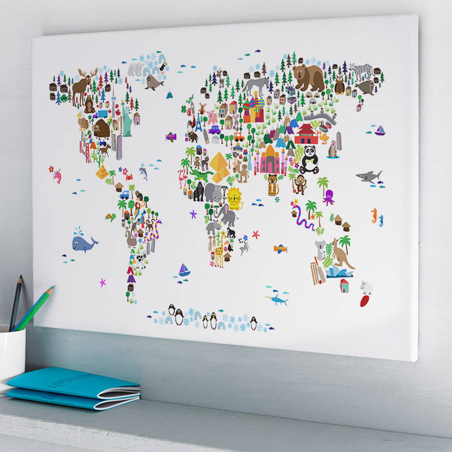 Animal World Map Print By artPause 