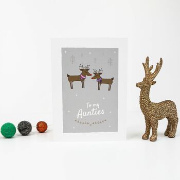 'To My Aunties' Christmas Greetings Card Reindeers, 6 of 10