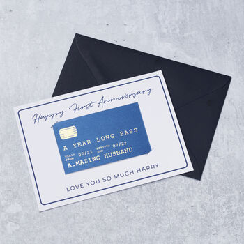 Personalised Free Pass Credit Card Anniversary Card, 2 of 3