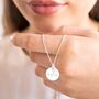 Esme Disc And Freshwater Pearl Name Necklace, thumbnail 1 of 12