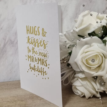 Personalised 'Hugs And Kisses To The New…' Wedding Card, 6 of 7
