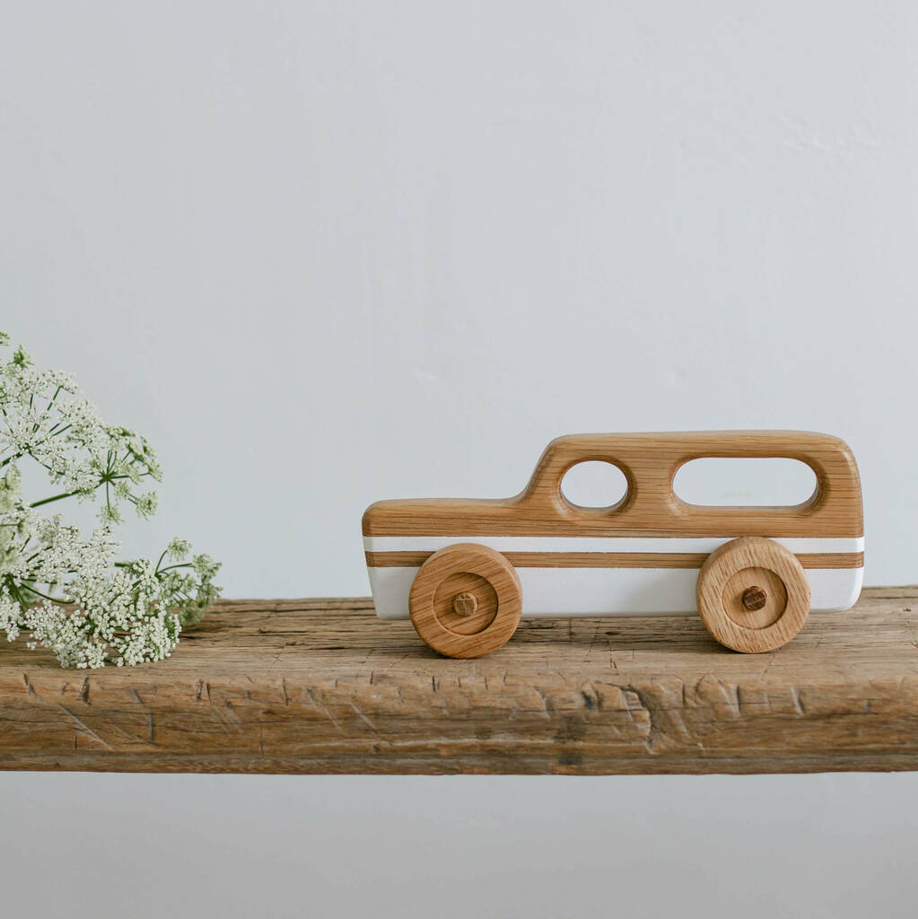 Wooden Toy Car Station Wagon White, 1 of 12