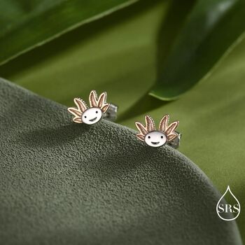 Sterling Silver Axolotl Stud Earrings, 5 of 11