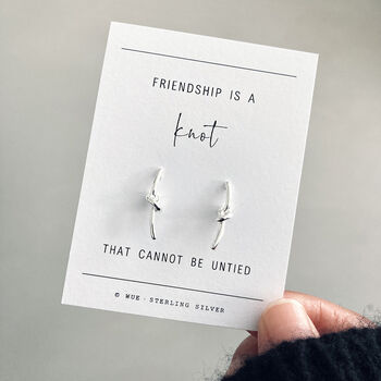 Friendship Knot Heart Silver Stud Earrings, 5 of 5
