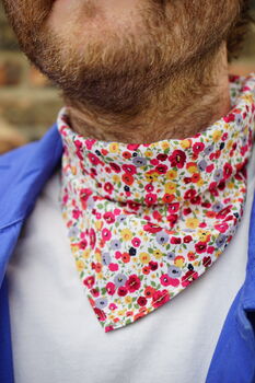 Mens Mixed Ditzy Floral Cotton Neckerchief, 6 of 12