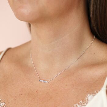 Sterling Silver Pastel Crystal Horizontal Bar Necklace, 2 of 4