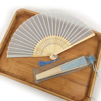 Sky Blue Personalised Silk Hand Fan, 4 of 12