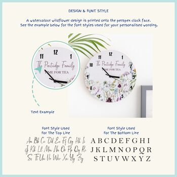 Wildflowers Personalised Family Home Wall Clock, 3 of 3