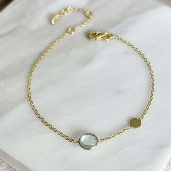 Salina Blue Topaz And Gold Plated Disc Bracelet, 2 of 6