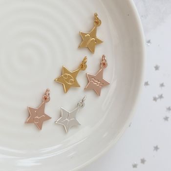 Zodiac Star Charm In Silver,Rose Gold Or Gold Vermeil, 3 of 7