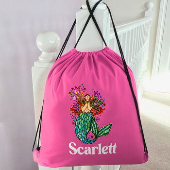 Personalised Mermaid Drawstring Pe Kit Bag, 3 of 5