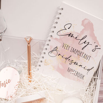 Bridesmaid Pink And Gold Marble Hamper Gift Box Set, 6 of 8