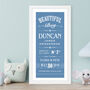 Personalised New Baby Boy Birth Print, thumbnail 1 of 5