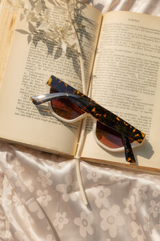 Cream Thick Diamond Frame Sunglasses, 3 of 9