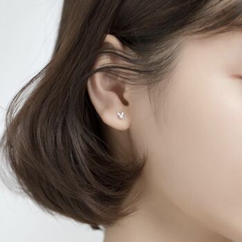 Gold Colour Sterling Silver Pointed Crystal Stud Earrings, 2 of 5