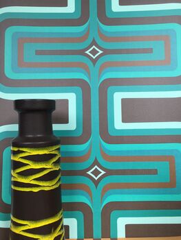Retro Geometric Wallpaper Turquoise/ Brown, 2 of 5