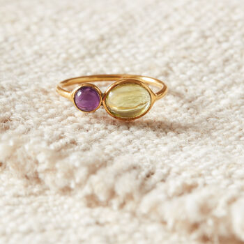 Amethyst And Peridot Double Stone Stacking Ring, 7 of 12