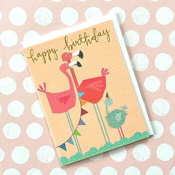 Happy Birthday Flamingo Mini Card, 4 of 5