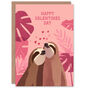 Cute Sloth Couple Hugging And Monstera Plants Valentine's Card, thumbnail 1 of 6