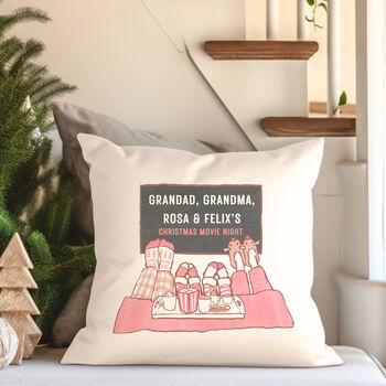 Personalised Family Christmas Movie Night Cushion, 4 of 5