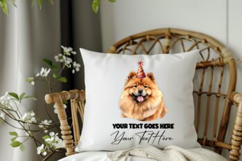 Personalised Chow Chow Birthday Congratulations Party Cushion, 2 of 2