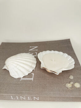 A Pair Of White Scallop Shell Candles, 3 of 3