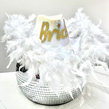 Bride To Be Feather Boa Cowboy Hat, 5 of 7