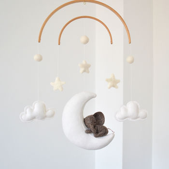 Sleeping Elephant With Stars And Clouds Baby Mobile, 3 of 11