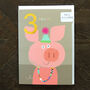 Gold Foiled Piglet 3rd Birthday Card, thumbnail 5 of 5