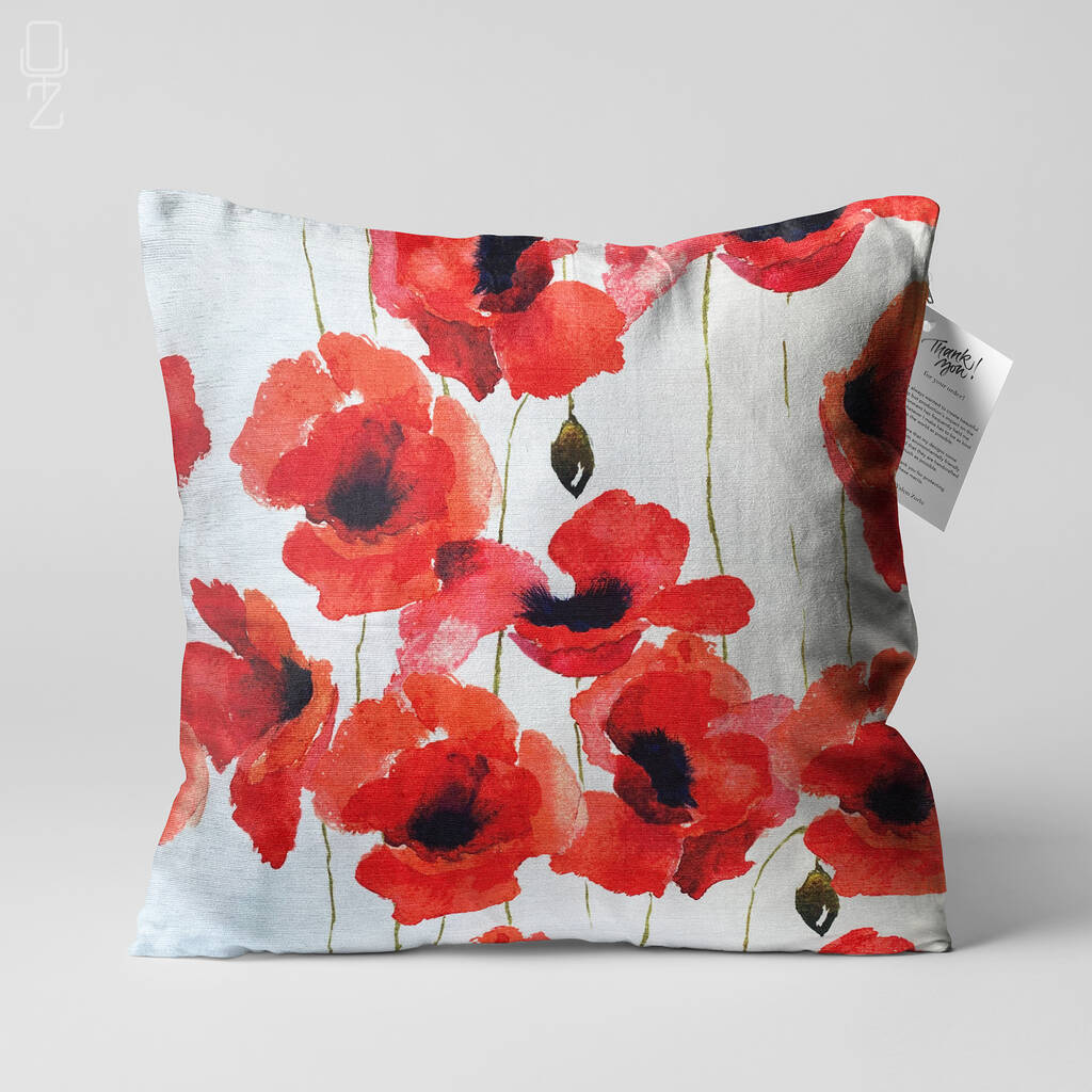 Poppy Cushion Cover, Double Sided Coquelicots Printing, 1 of 7