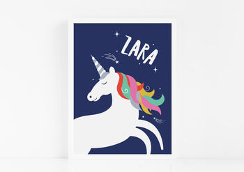 Personalised Rainbow Unicorn Print, 3 of 4