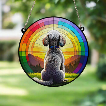 Bedlington Terrier Rainbow Bridge Stained Glass Effect Suncatcher, 3 of 5