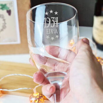 Personalised 90th Birthday Engraved Wine Glass Gift, 3 of 8