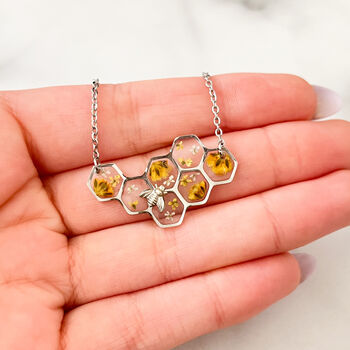 Stainless Steel Honeycomb Bee Necklace, 3 of 6