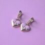 Pink Drip Enamel Heart Huggies In Stainless Steel, thumbnail 1 of 3