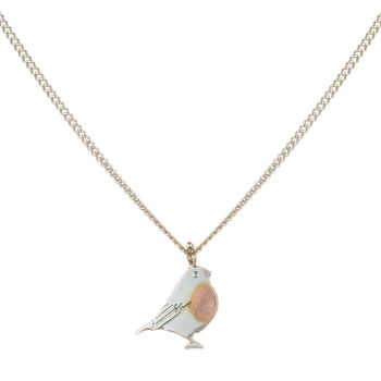 Handcrafted Solid Silver Robin Necklace With Rose Gold, 2 of 10