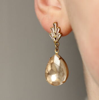 Champagne Ivory Art Deco Drop Earrings, 2 of 6