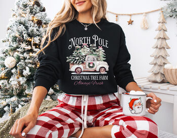 North Pole Christmas Tree Farm Sweatshirt, 5 of 12