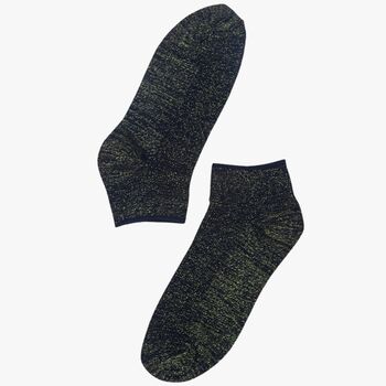 Women's Glitter Anklet Socks Black Gold, 2 of 2